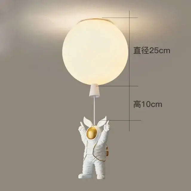 Modern white and gold astronaut balloon ceiling lamp for kids room