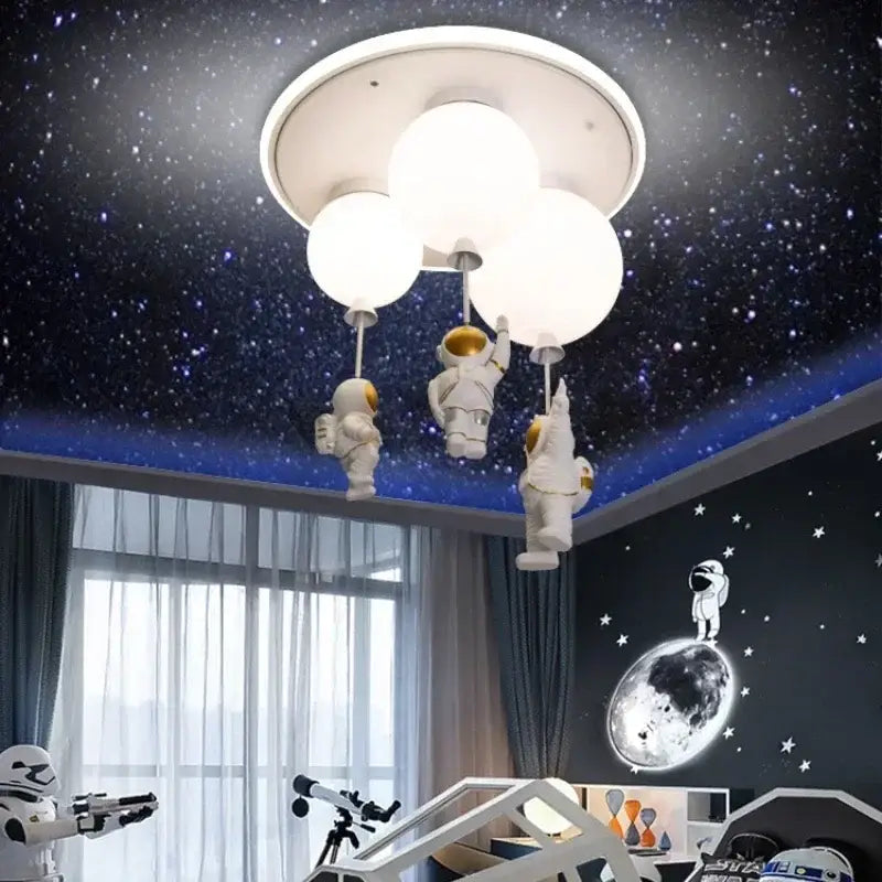 Modern white and gold astronaut balloon ceiling lamp for kids room
