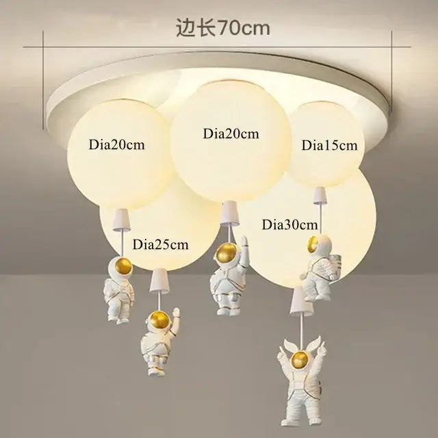 Modern white and gold astronaut balloon ceiling lamp for kids room