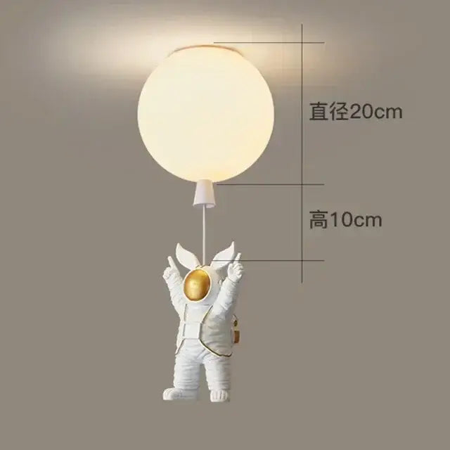 Modern white and gold astronaut balloon ceiling lamp for kids room