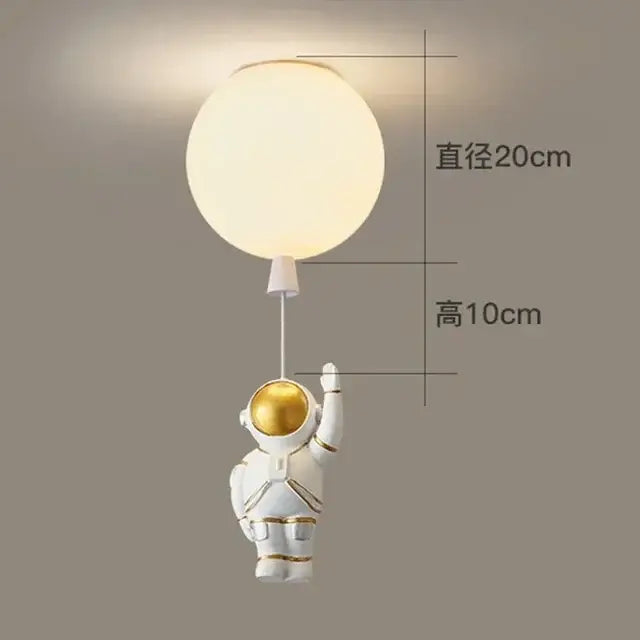 Modern white and gold astronaut balloon ceiling lamp for kids room