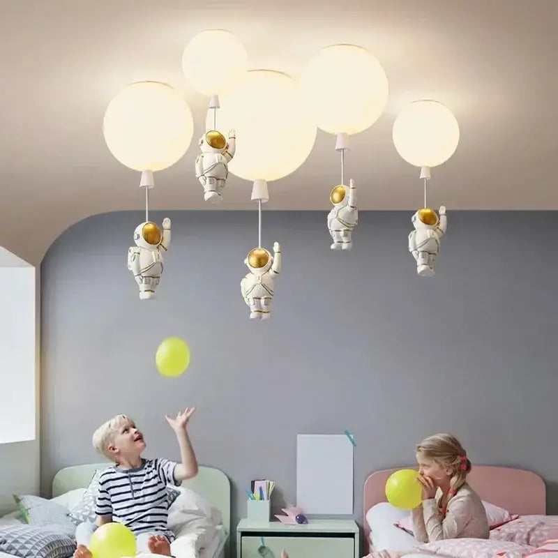 Modern white and gold astronaut balloon ceiling lamp for kids room