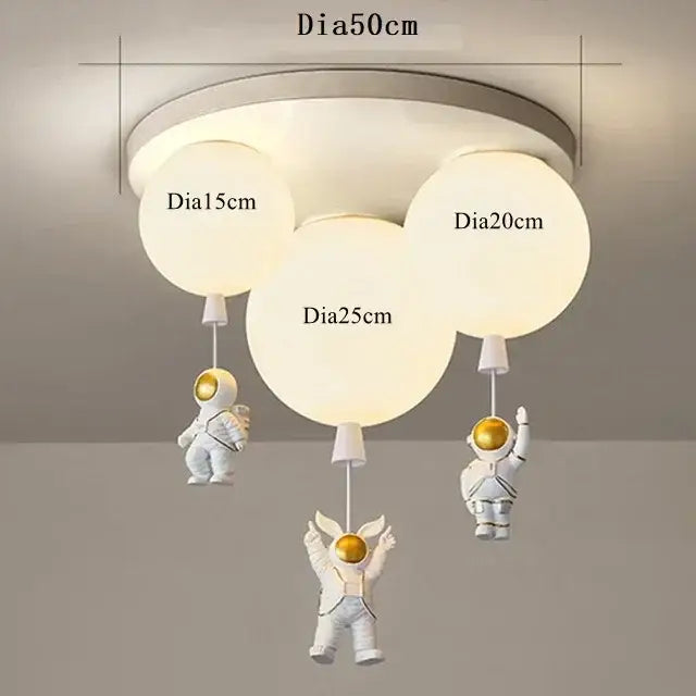 Modern white and gold astronaut balloon ceiling lamp for kids room