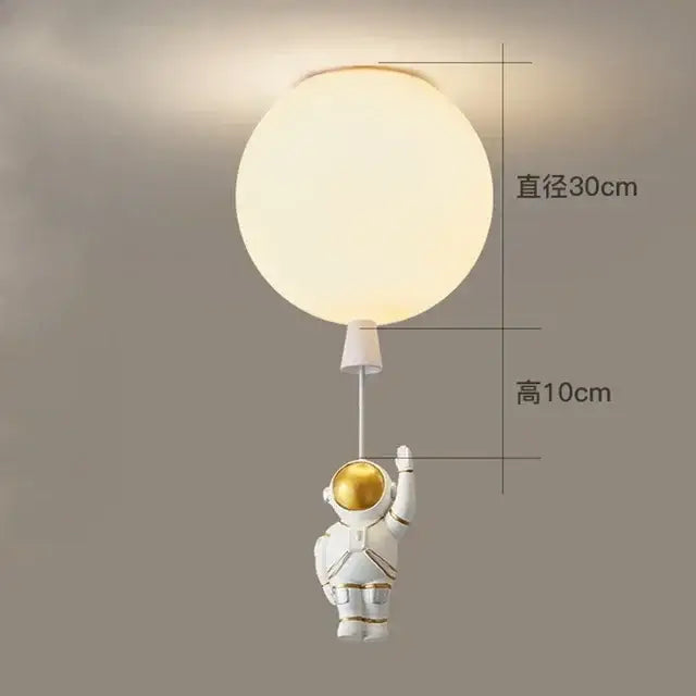 Modern white and gold astronaut balloon ceiling lamp for kids room