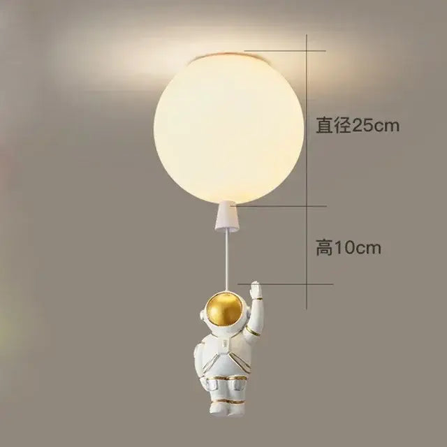 Modern white and gold astronaut balloon ceiling lamp for kids room