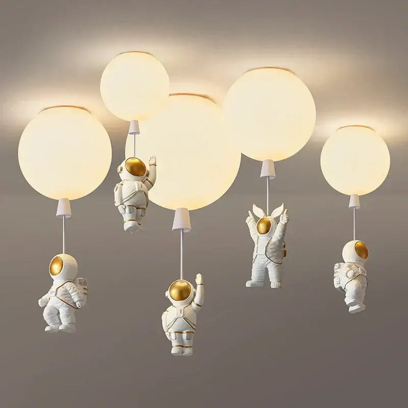Decorbites astronaut balloon white & gold pendant light nursery room