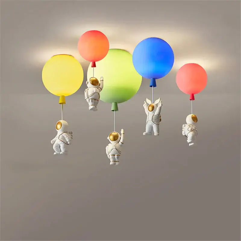 Decorbites astronaut balloon white & gold pendant light nursery room