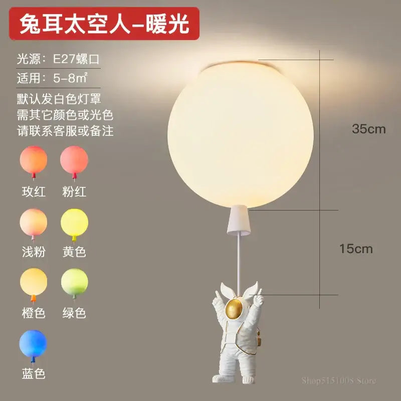 Decorbites astronaut balloon white & gold pendant light nursery room