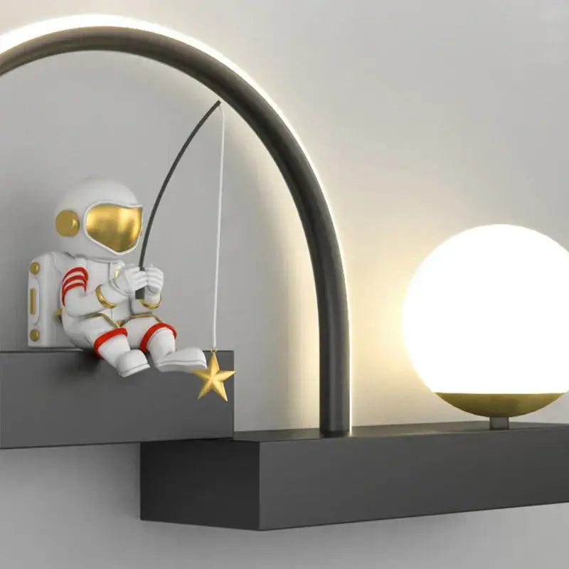Black astronaut cartoon sconce metal lighting for living room decor