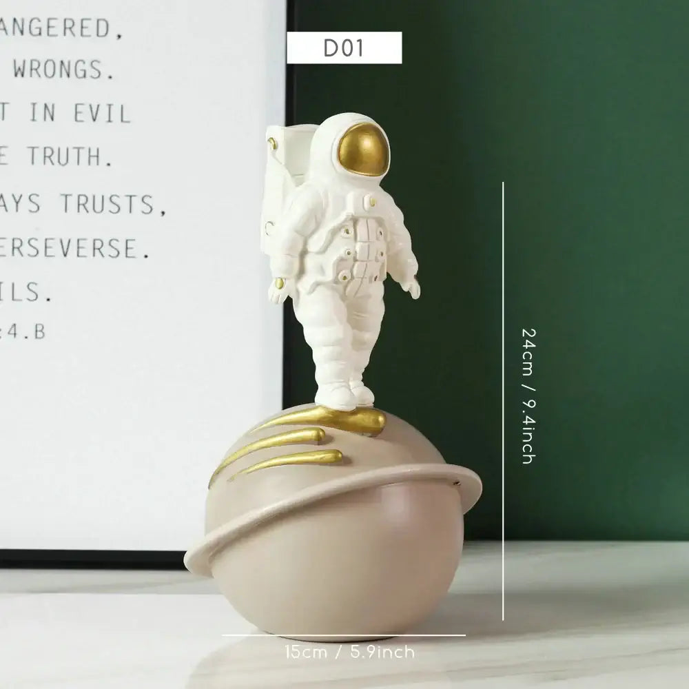 Modern white & silver decorbites astronaut figurine living room decor