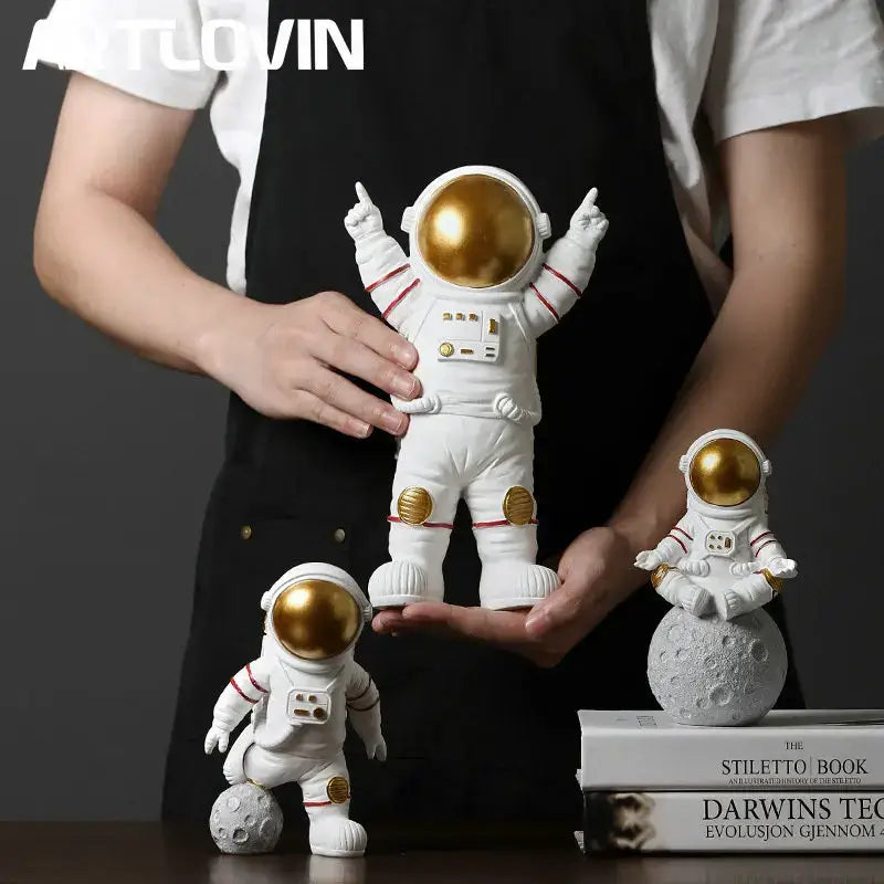 Modern white & silver decorbites astronaut figurine living room decor