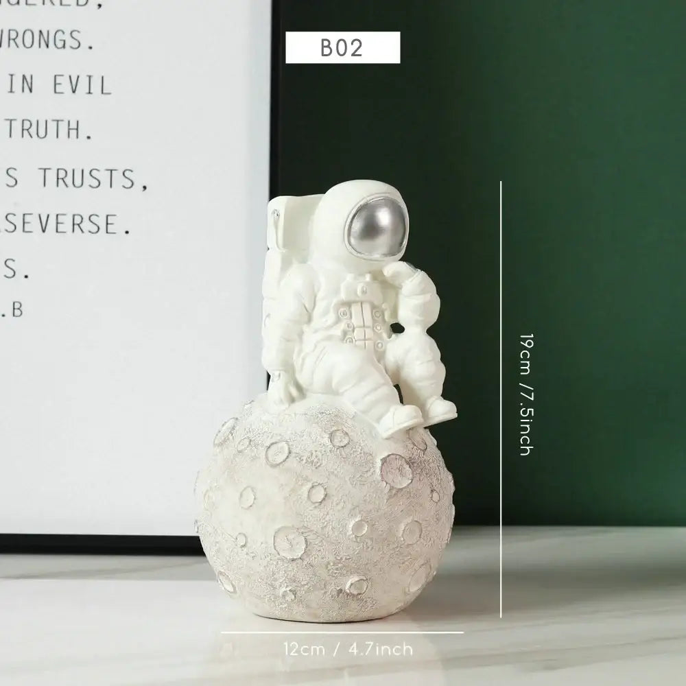 Modern white & silver decorbites astronaut figurine living room decor