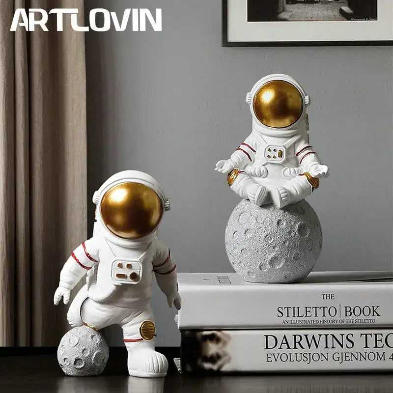 Modern white & silver decorbites astronaut figurine living room decor