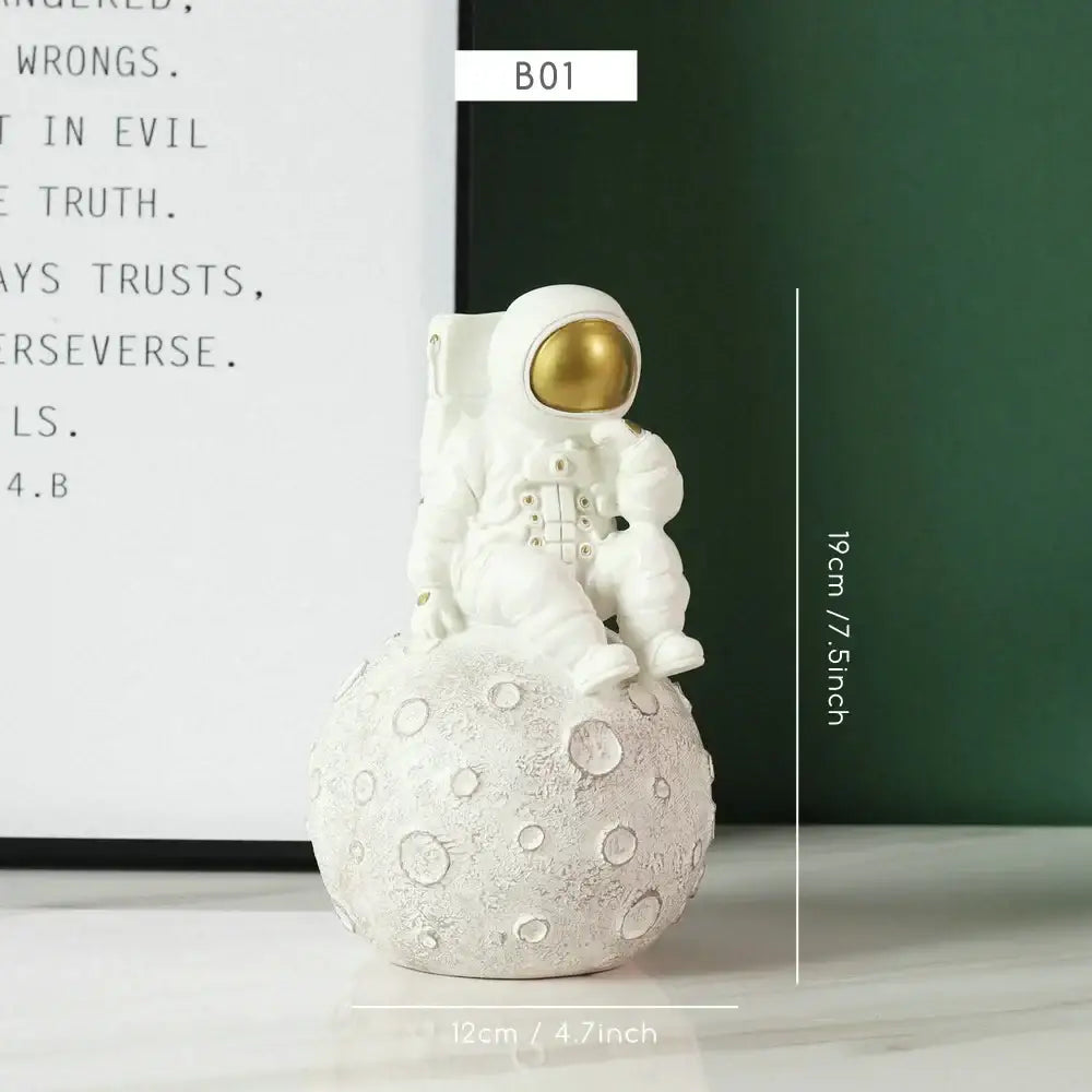 Modern white & silver decorbites astronaut figurine living room decor