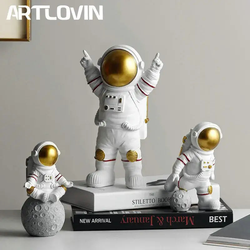 Modern white & silver decorbites astronaut figurine living room decor