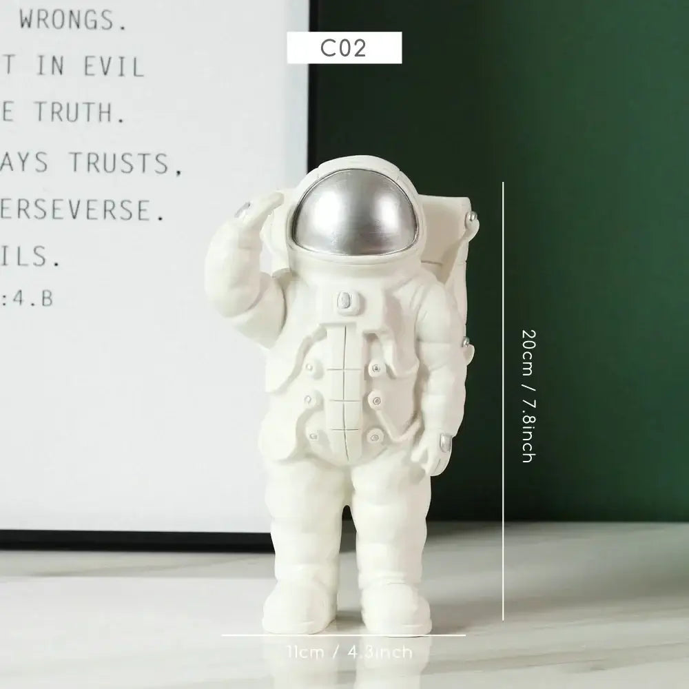 Modern white & silver decorbites astronaut figurine living room decor