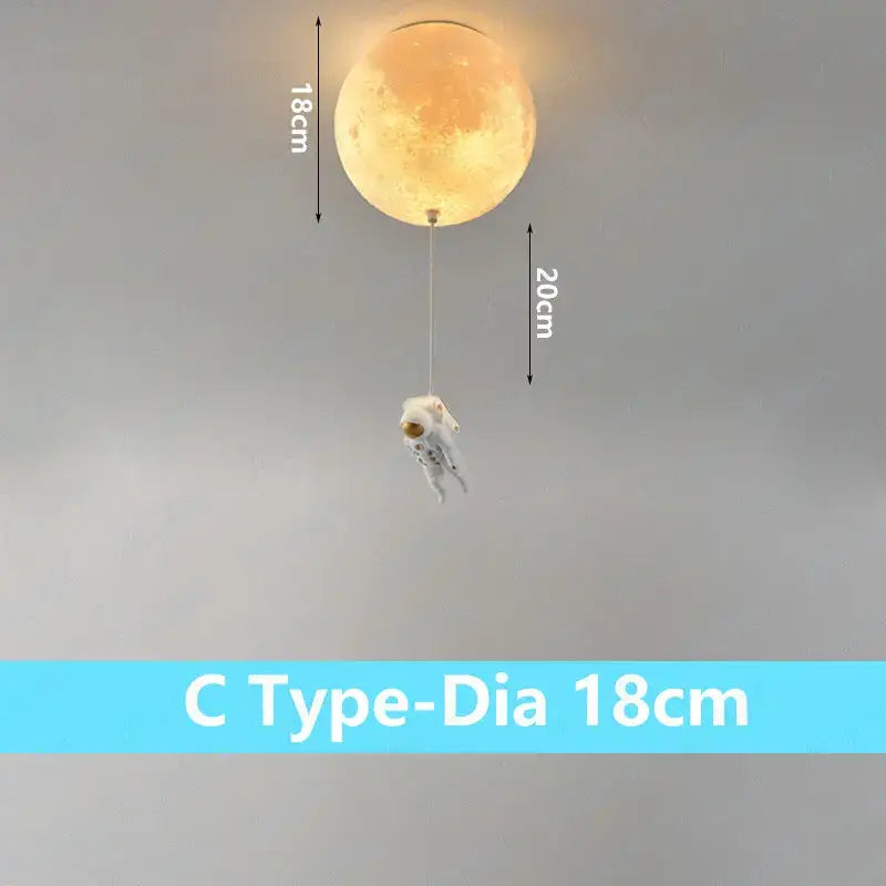 Astronaut moon globe ceiling light for kids bedroom
