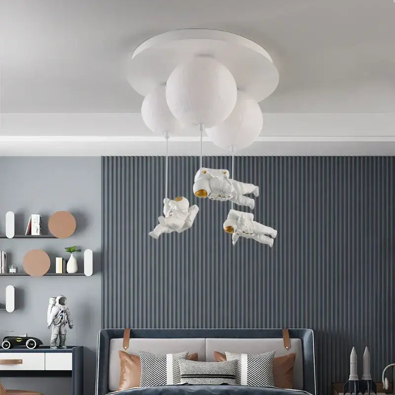 Astronaut moon globe ceiling light for kids bedroom