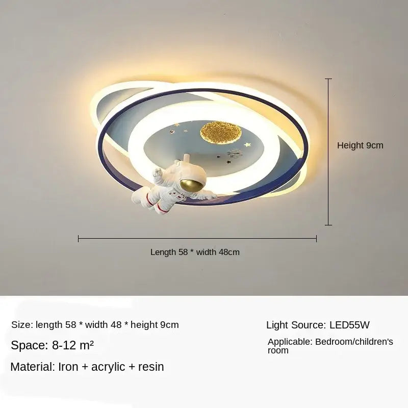 Modern blue & white astronaut kids bedroom ceiling light