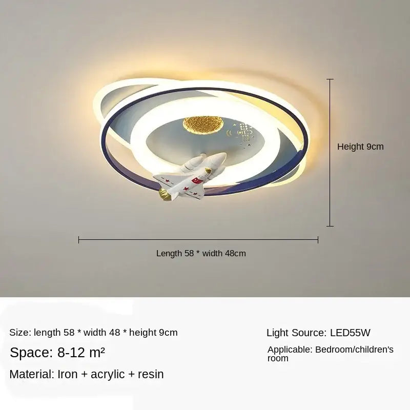 Modern blue & white astronaut kids bedroom ceiling light