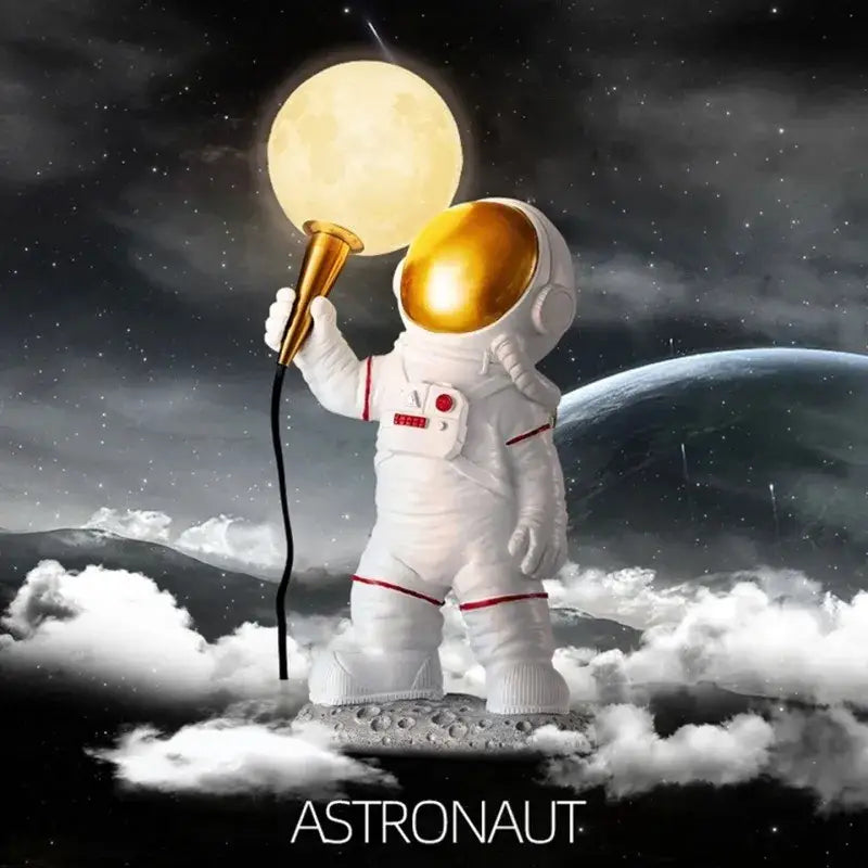Modern white and gold astronaut led table lamp for kids bedroom