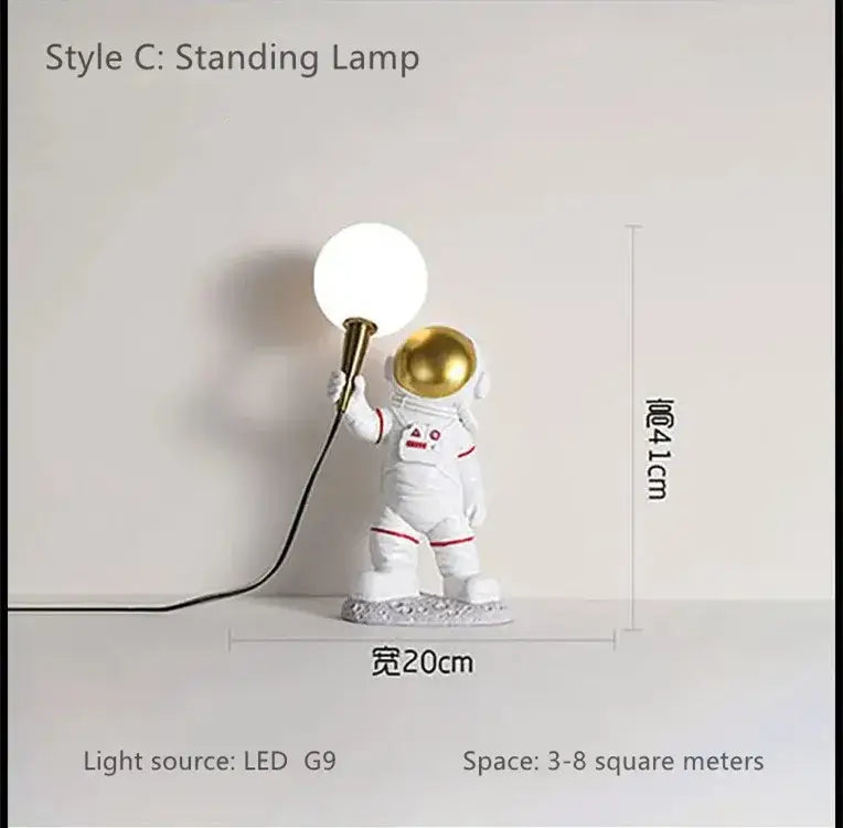 Modern white and gold astronaut led table lamp for kids bedroom