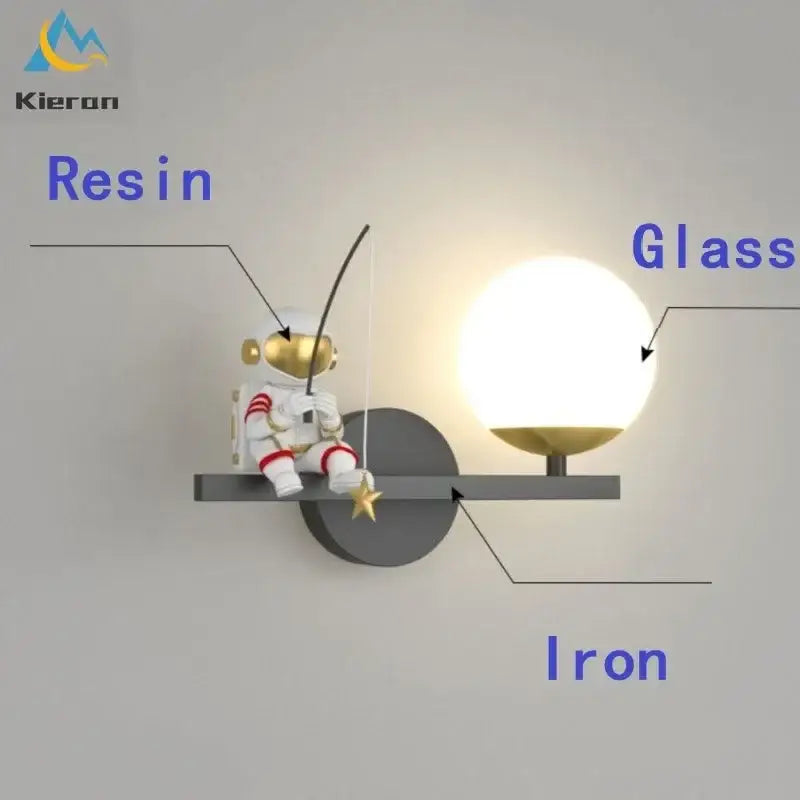 Modern white & gold astronaut led wall lamps for bedroom