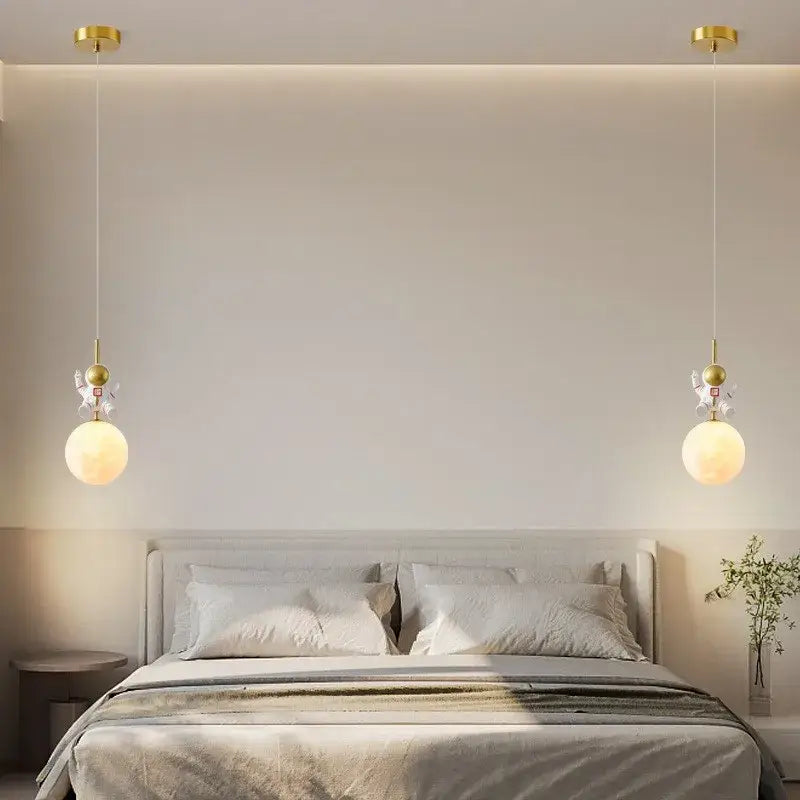 Decorbites astronaut moon pendant light for childrens room bedroom