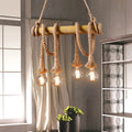 Rustic bamboo linear island industrial style dining room pendant light