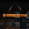 Lodge style wood bamboo pole led suspension light for dining room