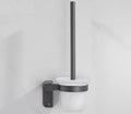 Modern matte black bathroom hardware set with shelf and towel rack