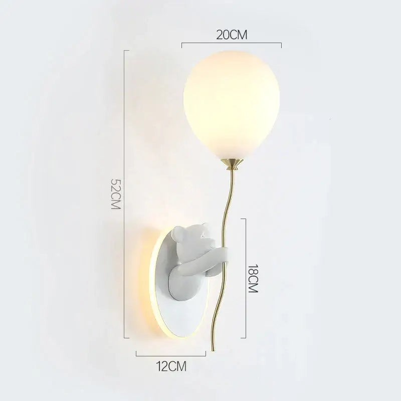 Pink & yellow bear artistic kids wall lamp bedroom balloon sconce