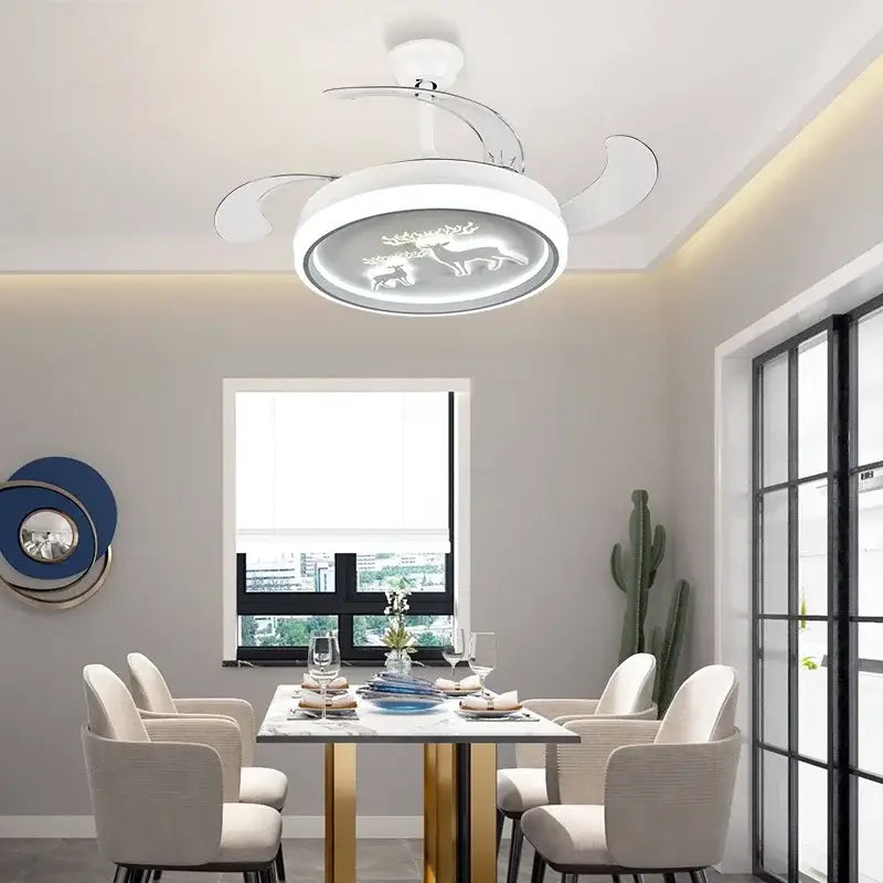 Decorbites bird nest white deer ceiling fan with light bedroom