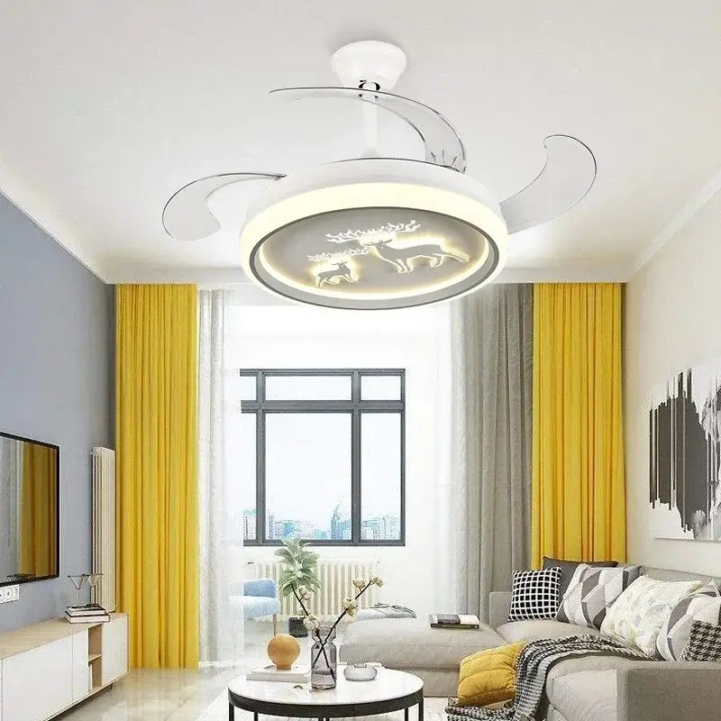 Decorbites bird nest white deer ceiling fan with light bedroom