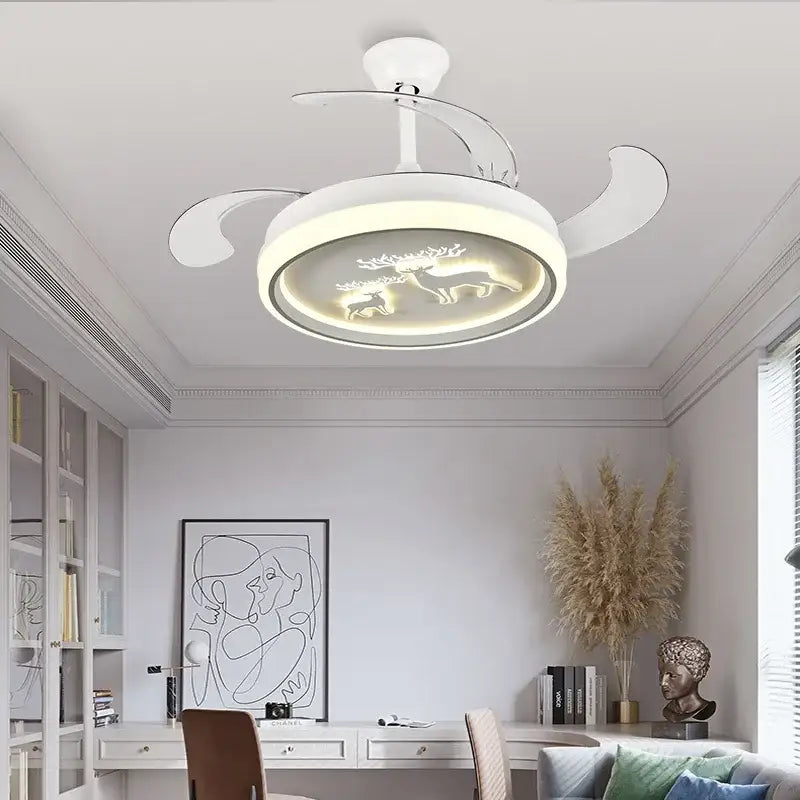 Decorbites bird nest white deer ceiling fan with light bedroom