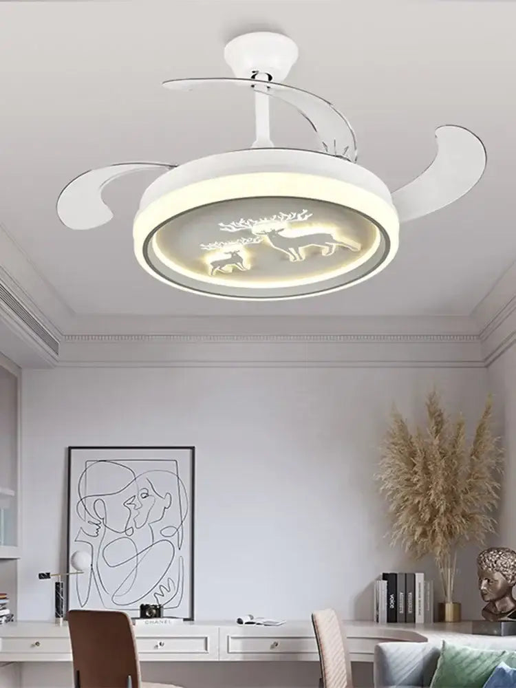 Decorbites bird nest white deer ceiling fan with light bedroom
