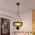 Classic black crackle glass pendant light dining room metal ring