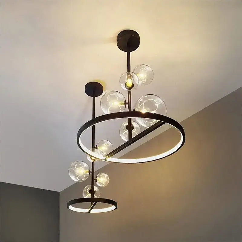 Modern black metal led pendant chandelier for dining room