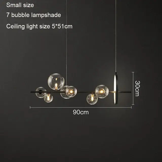 Modern black metal led pendant chandelier for dining room