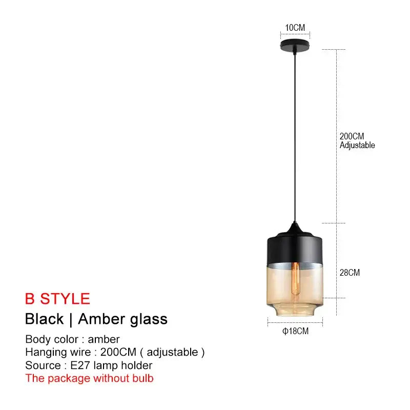 Modern black glass pendant lights for dining room set of 2