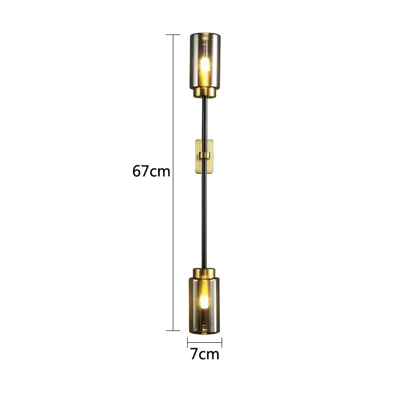 Modern brass and black glass wall lamp living room sconce