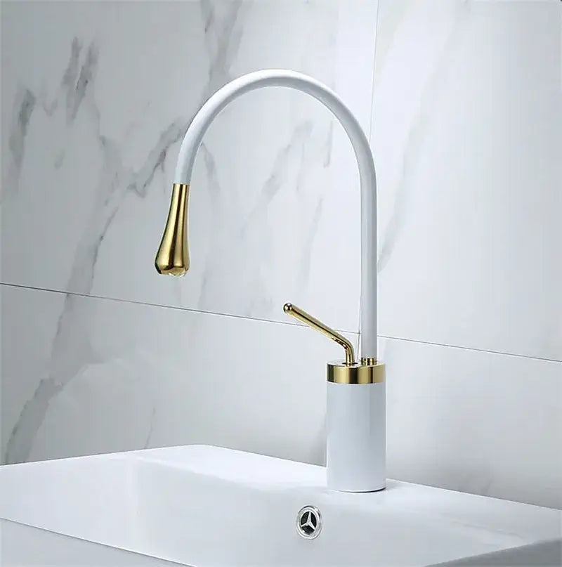 Modern black & gold basin faucet kitchen sink water crane