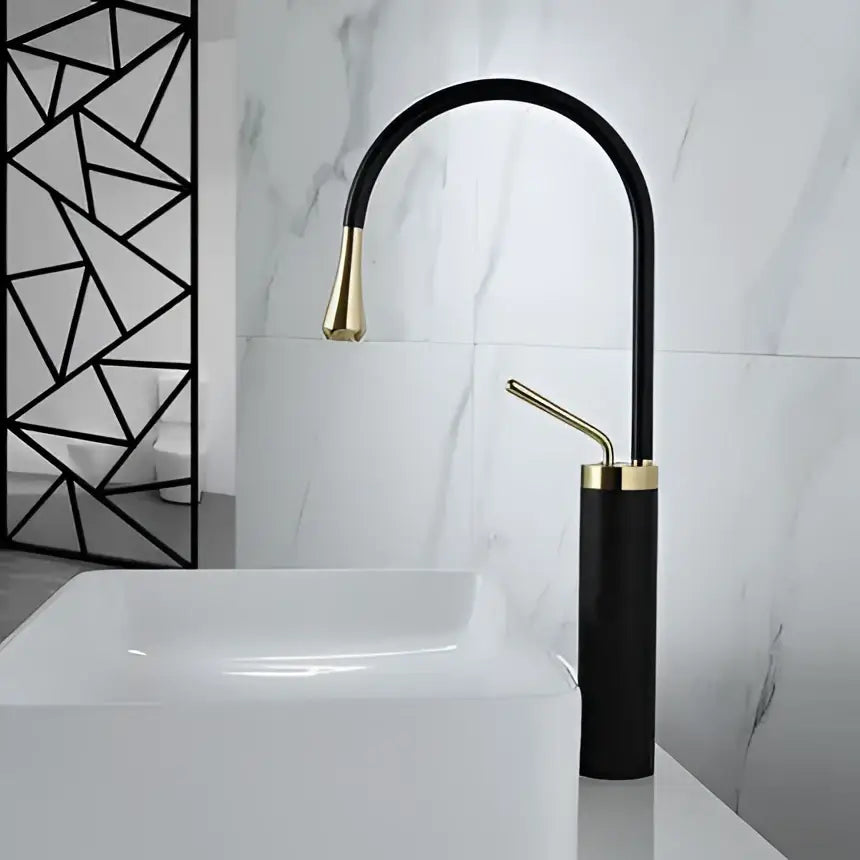 Modern black & gold basin faucet kitchen sink water crane