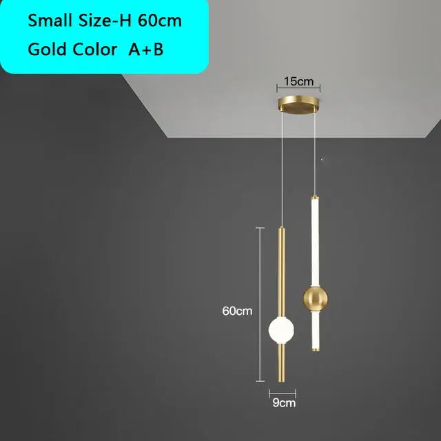 Modern decorbites black gold ceiling pendant for bedroom led light