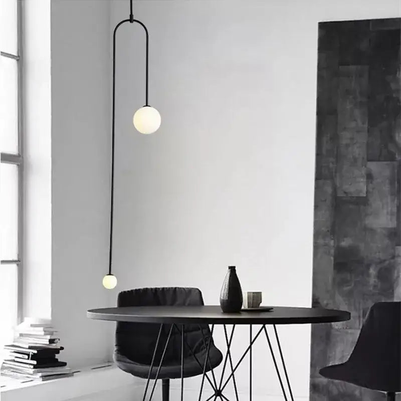 Modern minimalist black & gold chandelier – dining room pendant light
