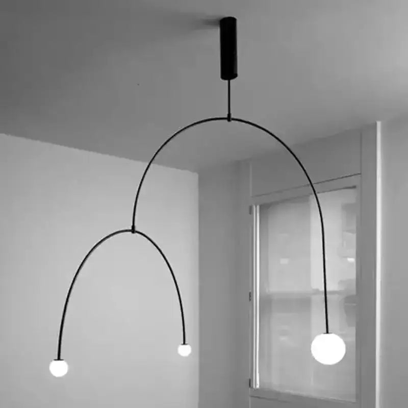 Modern minimalist black & gold chandelier – dining room pendant light