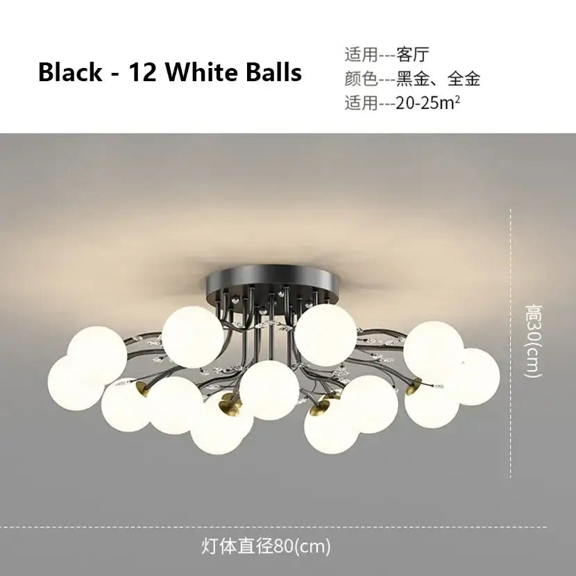 Decorbites black gold chandelier clear star glass dining room light