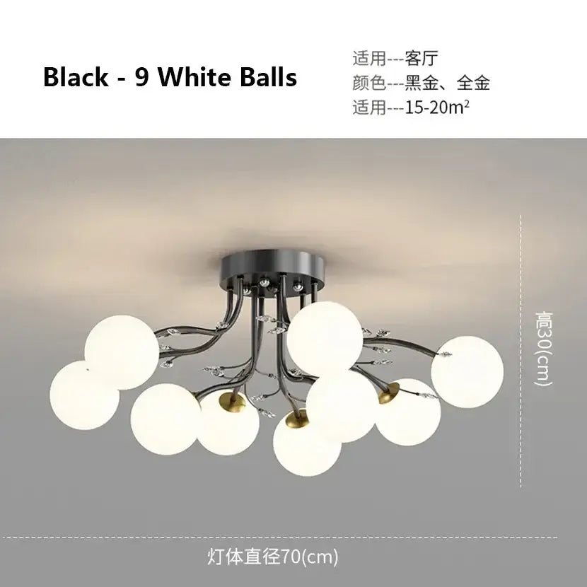 Decorbites black gold chandelier clear star glass dining room light