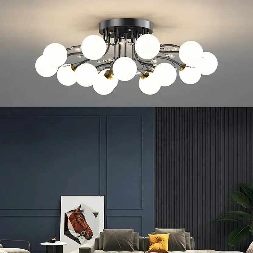 Decorbites black gold chandelier clear star glass dining room light