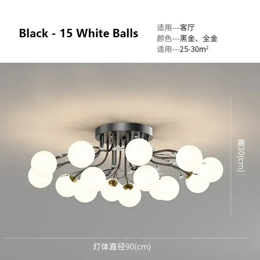 Decorbites black gold chandelier clear star glass dining room light